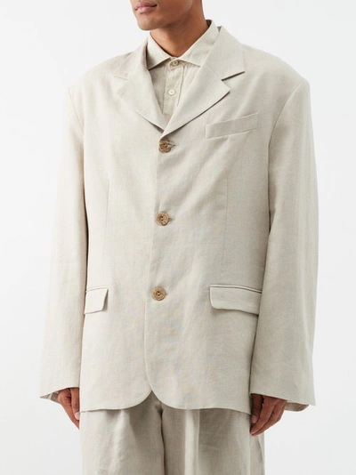 Albus Lumen Notch-lapel Linen Suit Jacket In Natural