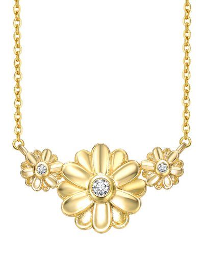 Rachel Glauber 14k Plated Cz Flower Necklace