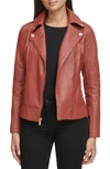 Guess Faux Leather Asymmetrical Moto Jacket In Brick