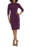 Donna Morgan Crepe Three-quarter Sleeve Sheath Dress In Pickled Beet