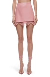 ALICE AND OLIVIA LACE TRIM FAUX LEATHER MINISKIRT