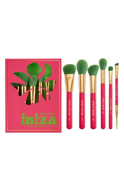 Spectrum Ibiza Travel Book 6-piece Makeup Brush Set $56 Value In Pink/ Green