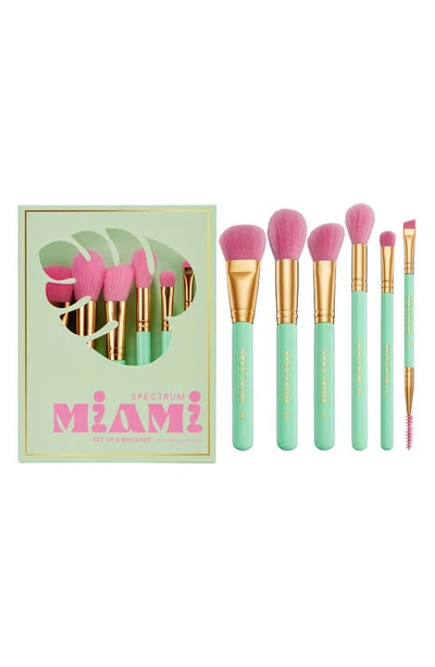 Spectrum Miami Travel Book 6-piece Makeup Brush Set $56 Value In Mint/ Pink