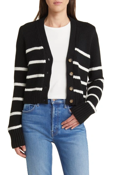 La Ligne Marina Stripe Cardigan In Blackcream