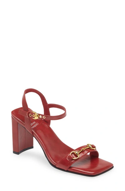 Jeffrey Campbell Lively Horsebit Sandal In Red Gold