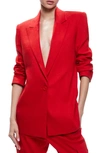 ALICE AND OLIVIA JOHANNA STRONG SHOULDER LINEN BLEND BLAZER