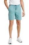 Stone Rose Acid Wash Fleece Drawstring Shorts In Coral Blue