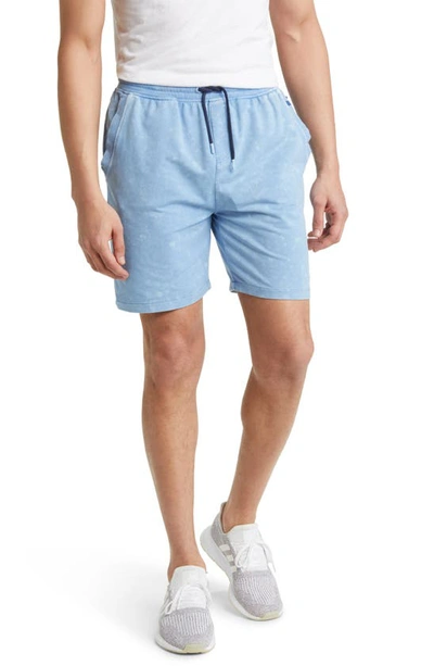 Stone Rose Acid Wash Fleece Shorts In Light Blue