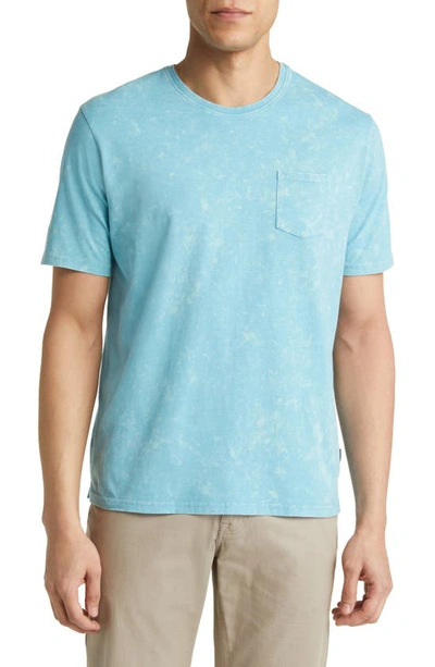 Stone Rose Acid Wash Pocket T-shirt In Turquoise