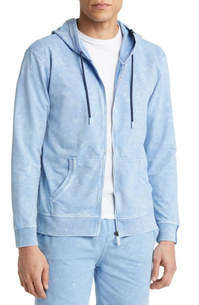 Stone Rose Acid Wash Zip Front Fleece Hoodie In Light Blue