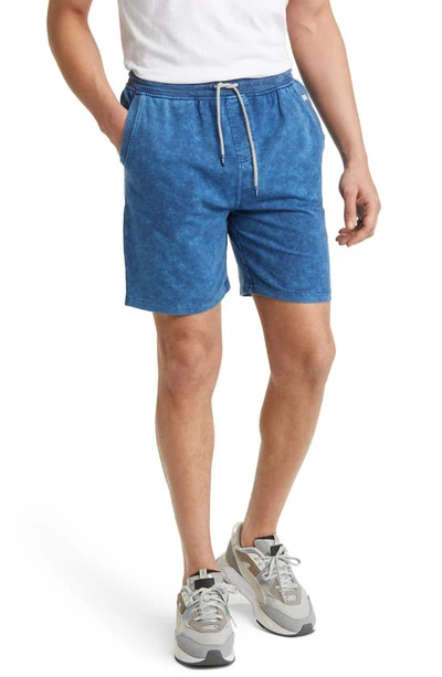 Stone Rose Acid Wash Fleece Shorts In Navy