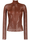 FORTE FORTE SEMI-SHEER LACE LONG-SLEEVED TOP