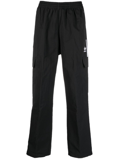 Adidas Originals Logo-embroidered Striped Trousers In Black