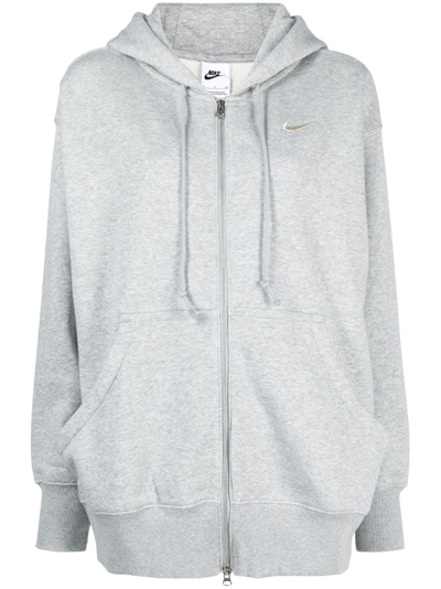 Nike Phoenix Logo刺绣拉链连帽衫 In Grey