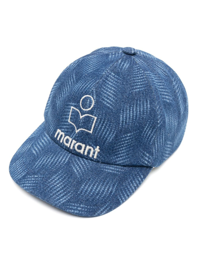 Isabel Marant Tyrony Embroidered-logo Cotton Baseball Cap In Blue