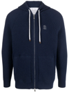 Brunello Cucinelli Logo-embroidered Zip-up Hoodie In Blue