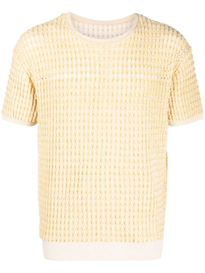 Isa Boulder Short-sleeved Pointelle-knit T-shirt In Yellow