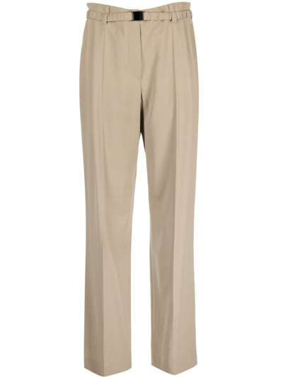 Brunello Cucinelli Belted Straight-leg Trousers In Neutrals