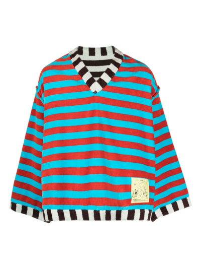 Sunnei Stripe-print Long-sleeved Top In Blue