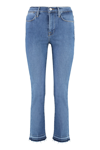 Frame Le High Straight Blue Five-pocket Style Jeans In Cotton Blend Denim Woman In Denim
