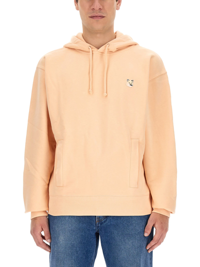 Maison Kitsuné Sweatshirt With Fox Patch In Pink