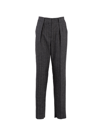 Emporio Armani Pinstripe Melange Wool Blend Trousers In Grey