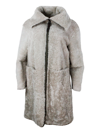 BRUNELLO CUCINELLI LONG COAT IN PRECIOUS AND REFINED SHEARLING SHEEPSKIN WITH ZIP CLOSURE EMBELLISHED WITH ROWS OF BRIL