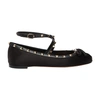 Valentino Garavani Rockstud Bow Detailed Ballerina Shoes In Nero