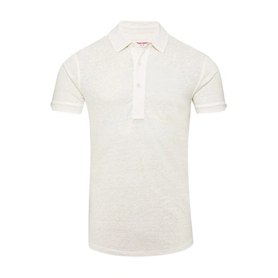 Orlebar Brown Sebastian Short-sleeve Linen Polo Shirt In Neutrals