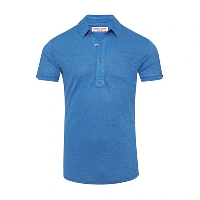 Orlebar Brown Sebastian Linen Polo Shirt In Blue