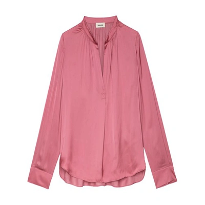 Zadig & Voltaire Band-collar Blouse In Vieux Rose