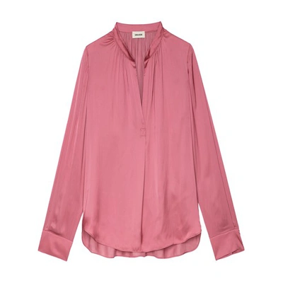 Zadig & Voltaire Band-collar Blouse In Rosa