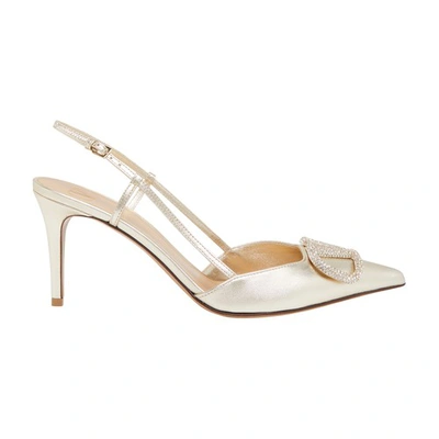 Valentino Garavani Vlogo Signature Slingbacks In Platino