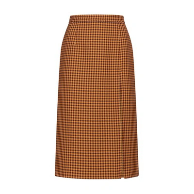 Marni Check-pattern High-waist Skirt In Burgundy