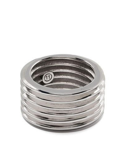 Maison Margiela Ribbed Chunky Ring In Silver