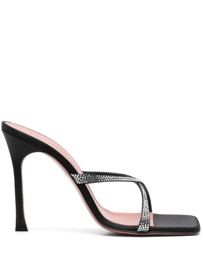 Amina Muaddi Adriana Crystal-embellished Satin Sandals In Black