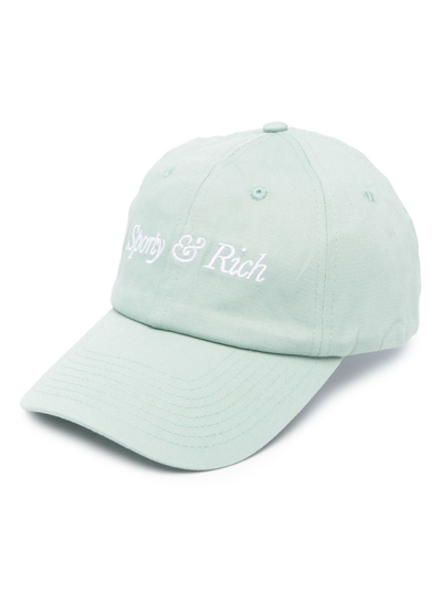 Sporty And Rich Logo-embroidered Cotton Baseball Cap In Green