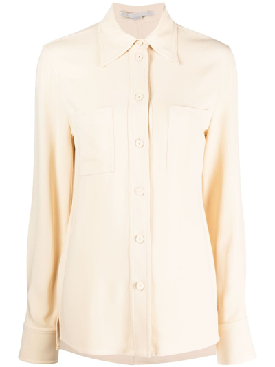 Stella Mccartney Pointed-collar Button-up Shirt In Neutrals
