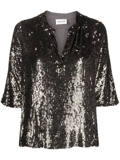 P.a.r.o.s.h Sequin-embellished Short-sleeve Top In Grey