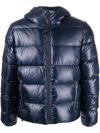 Aspesi Padded Feather-down Hooded Jacket In Blue