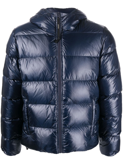 Aspesi Padded Feather-down Hooded Jacket In Blue