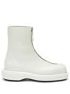 Jil Sander Zip-up Leather Boots In White