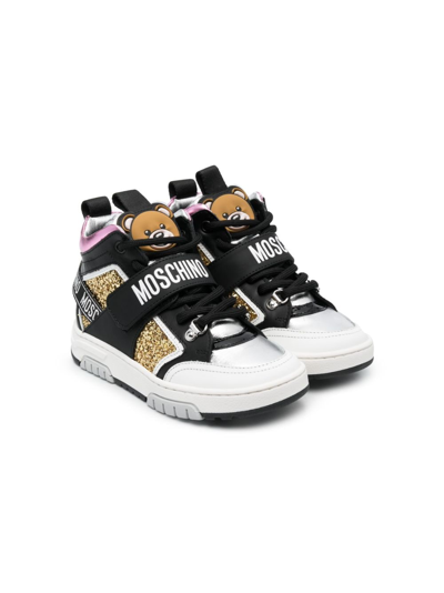 Moschino Kids' Teddy Bear High-top Sneakers In Multicoloured