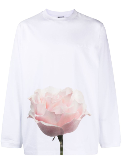 Jacquemus Le Tshirt Rosine Printed Cotton T-shirt In White