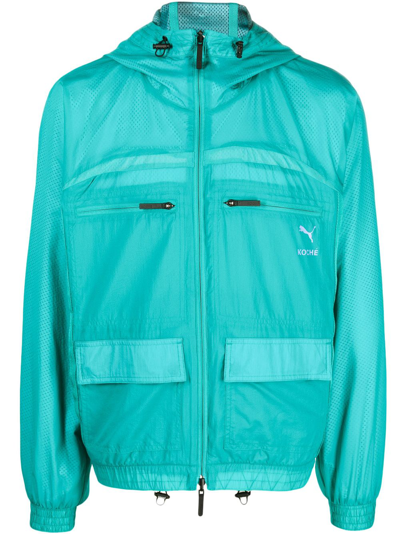Puma X Koché Reversible Zip-up Hooded Jacket In Green