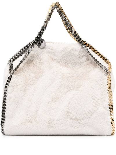 Stella Mccartney Falabella Faux Fur Tote Bag In Neutrals