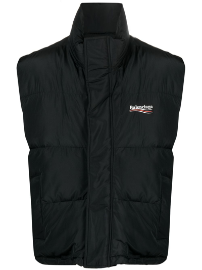 Balenciaga Cocoon Logo-print Padded Gilet In Black