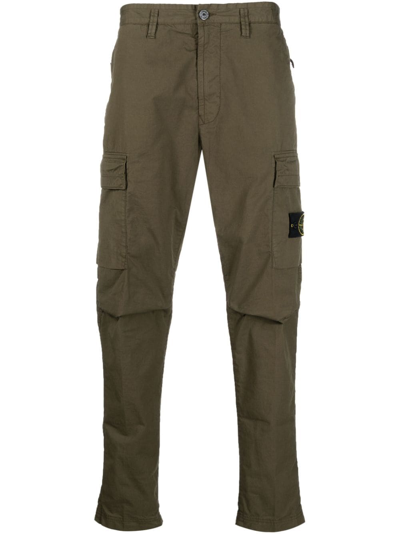Stone Island 32710 Tapered-leg Cargo Trousers In Green