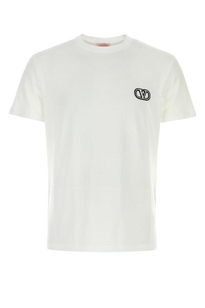 Valentino Vlogo-embroidered T-shirt In White
