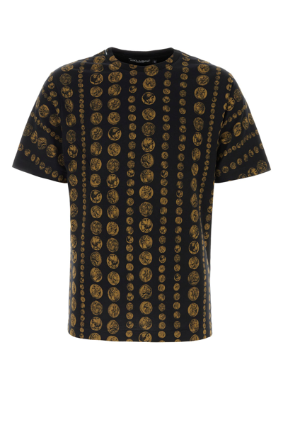 Dolce & Gabbana Cotton Graphic Print Round Neck T-shirt In Black